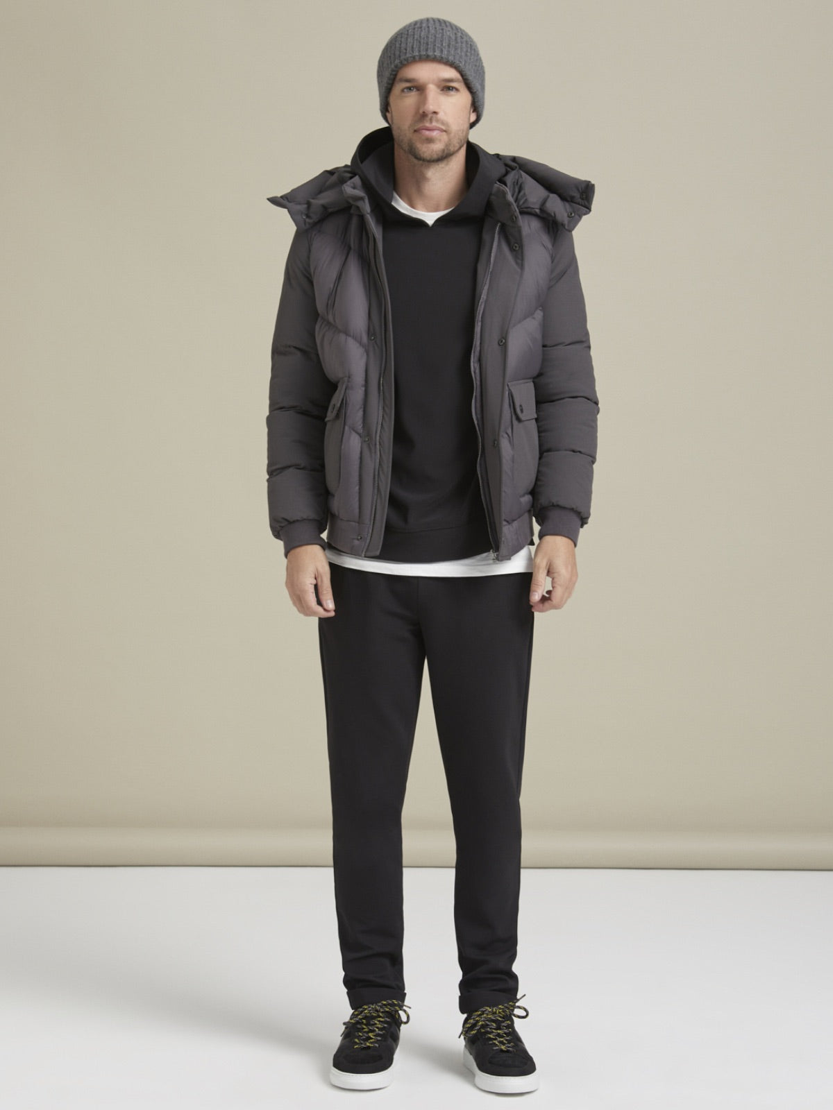 Duble Paça Örme Kumaş Siyah Jogger - Corded Jogger / Black