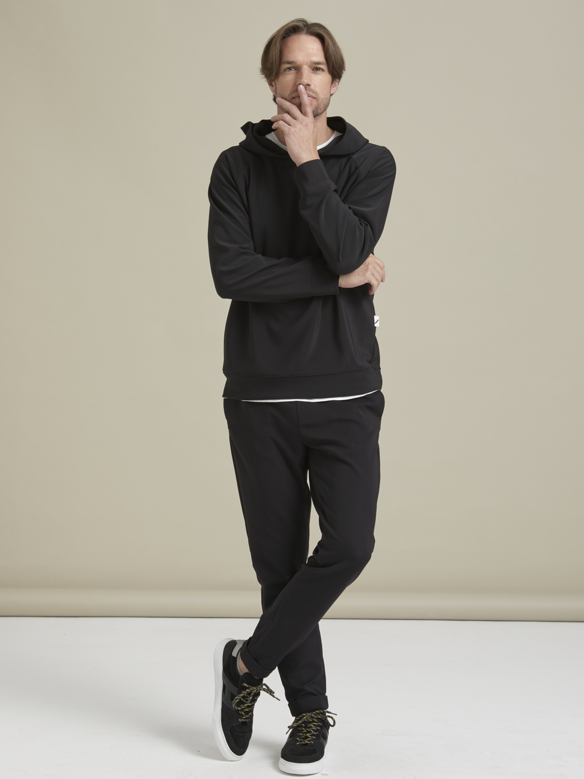 Duble Paça Örme Kumaş Siyah Jogger - Corded Jogger / Black