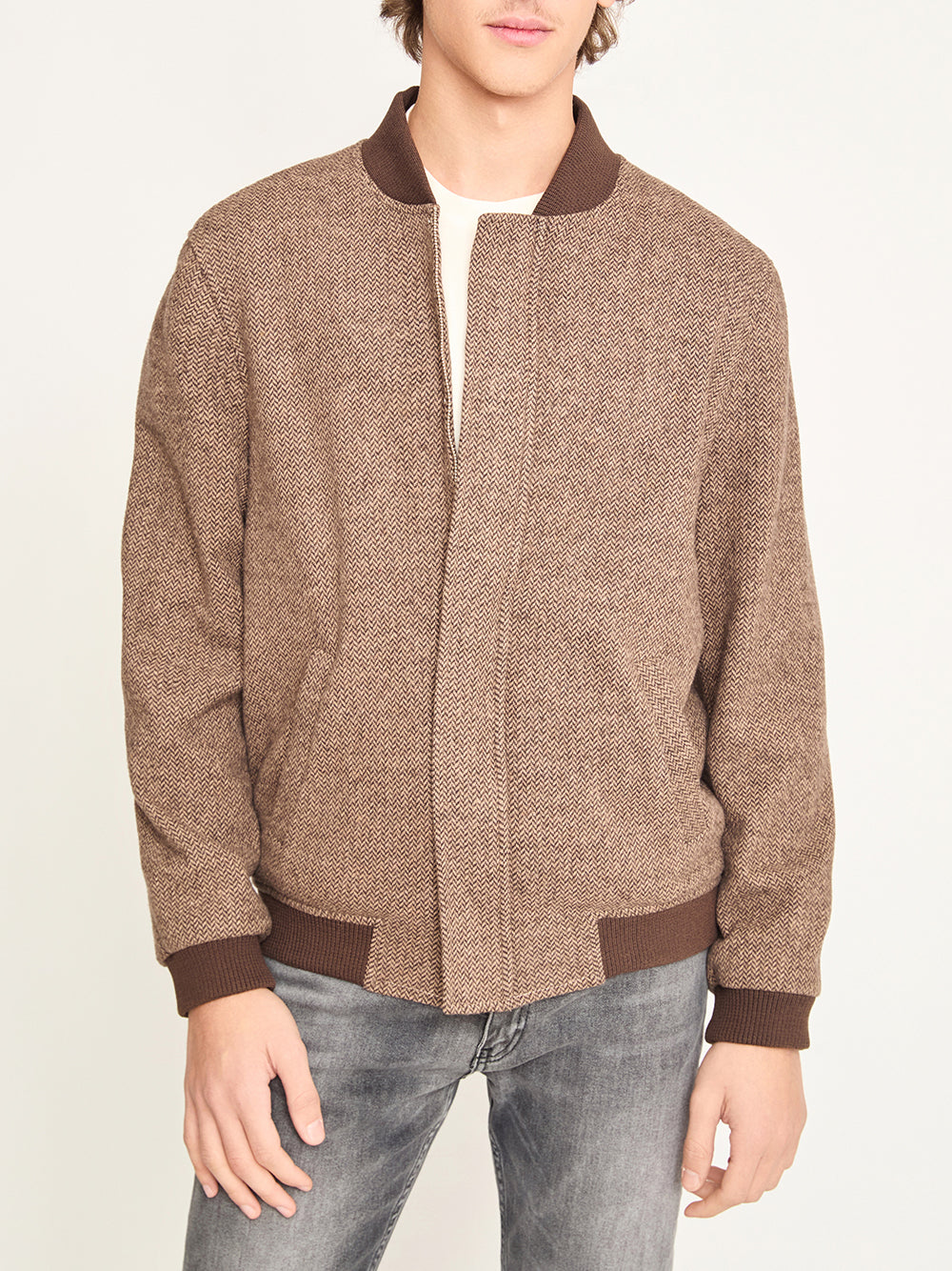 Balıksırtı Bomber Ceket – Kahverengi | Erkek Kalıp, Unisex Stil