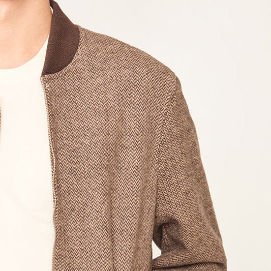 Balıksırtı Bomber Ceket – Kahverengi | Erkek Kalıp, Unisex Stil