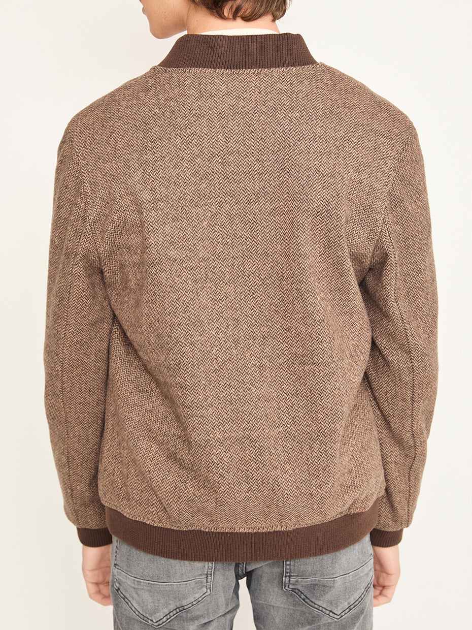 Balıksırtı Bomber Ceket – Kahverengi | Erkek Kalıp, Unisex Stil