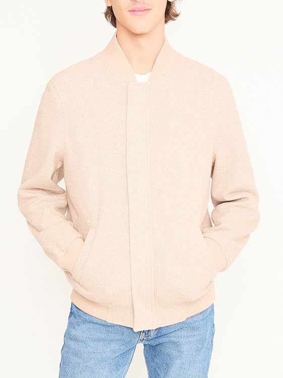 Balıksırtı Bomber Ceket – Bej | Erkek Kalıp, Unisex Stil
