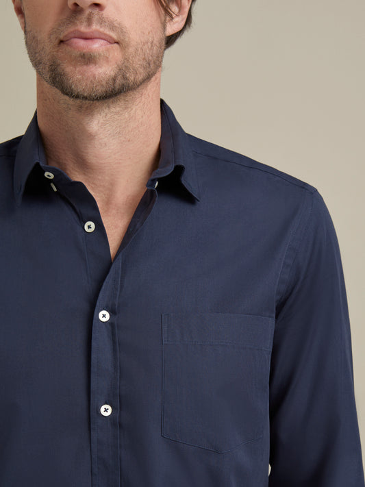 %100 Pamuk Poplin Lacivert Gömlek - Cotton Shirt / Navy