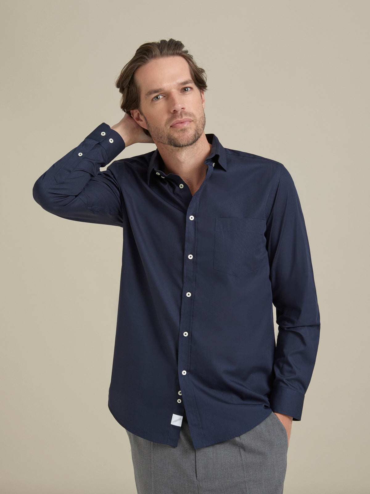 %100 Pamuk Poplin Lacivert Gömlek - Cotton Shirt / Navy