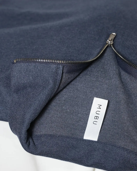 Diago half zip lacivert kumaş, fermuar ve etiket yakın çekim detay görünümü