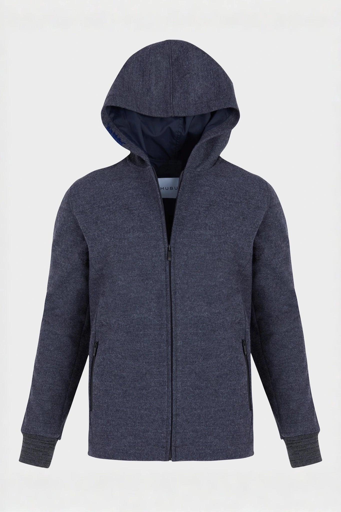 Fancy Coat | Lacivert Yünlü Örme Kapüşonlu Mont Ceket ghost çekim.