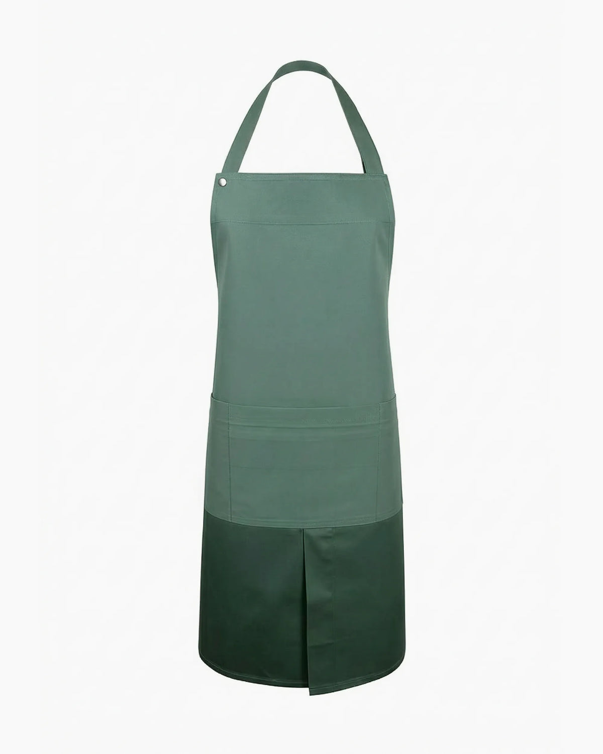 Çağla yeşili önden yırtmaçlı çıtçıt askılı ergonomik şef önlüğü, kurumsal logolu toptan üretim - MUBU Staff Wear