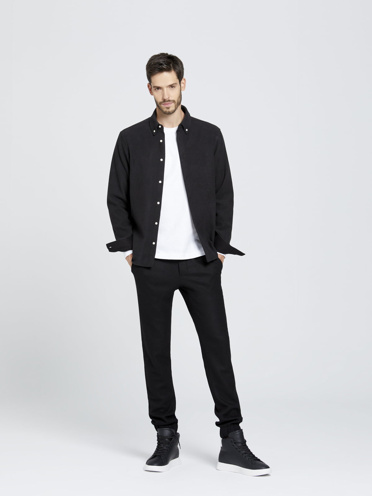 Yünlü Örme Siyah Eşofman Pantolon - Wooly Jogger / Black