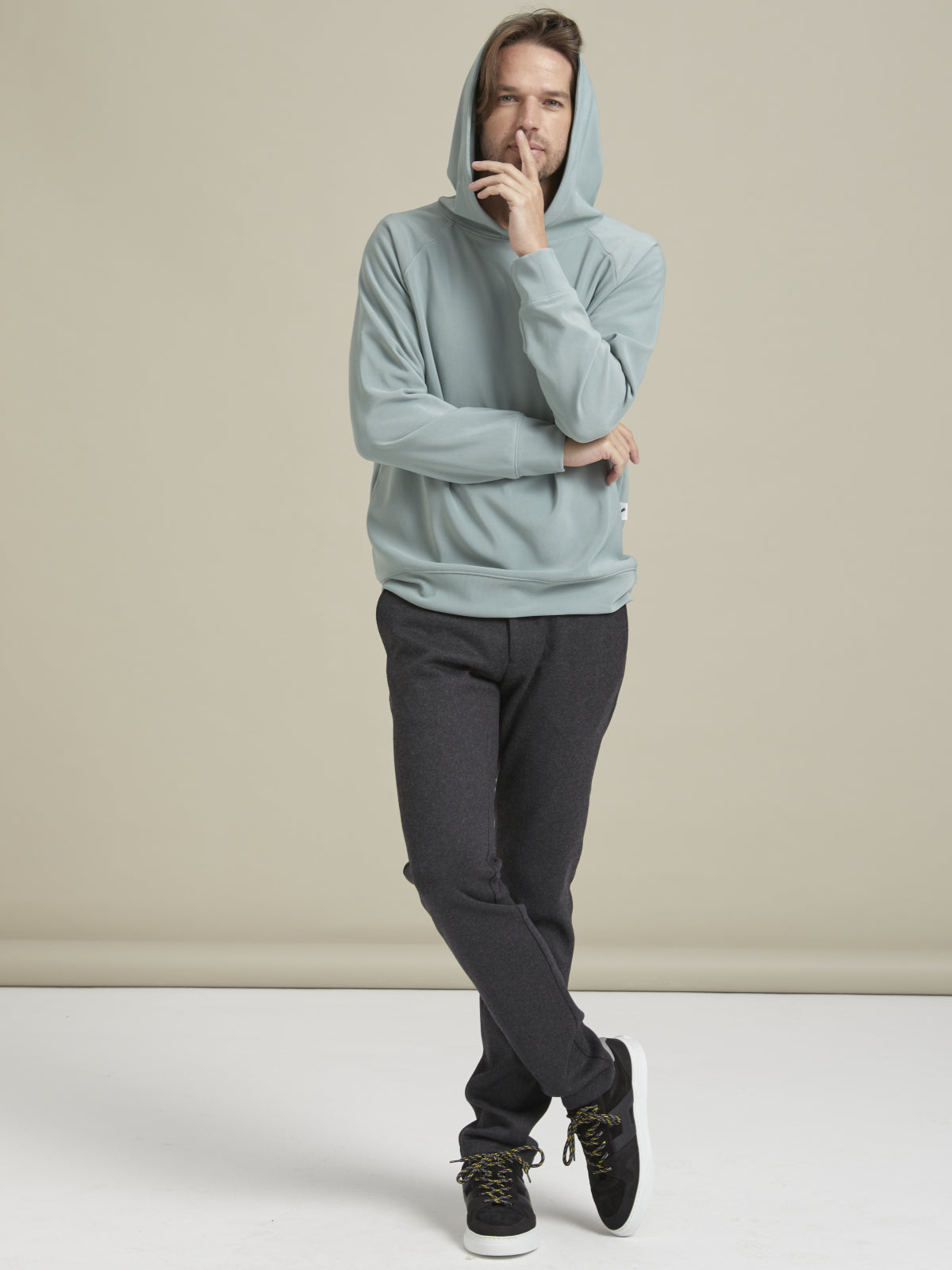 Firca Baskili Mavi Reglan Kol Hoodie - Iconic Hoodie / Aqua