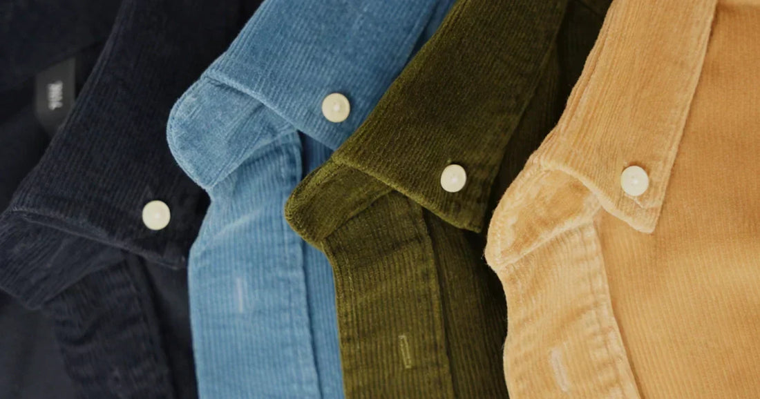 MUBU Cosserat Corduroy Gömlek Koleksiyonu — Navy, Sky Blue, Khaki, Camel