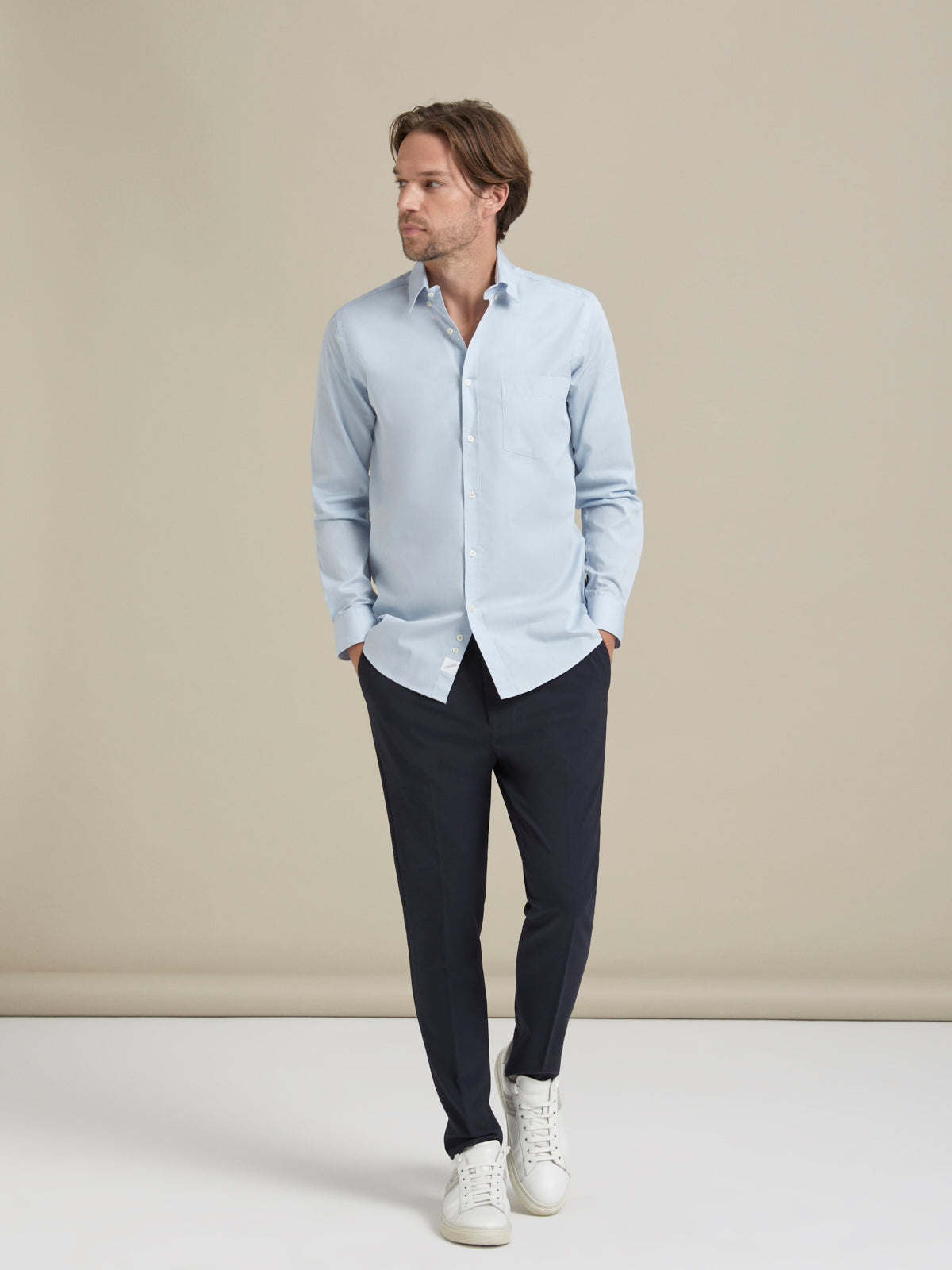 %100 Pamuk Poplin Mavi Gömlek - Cotton Shirt / Sky Blue