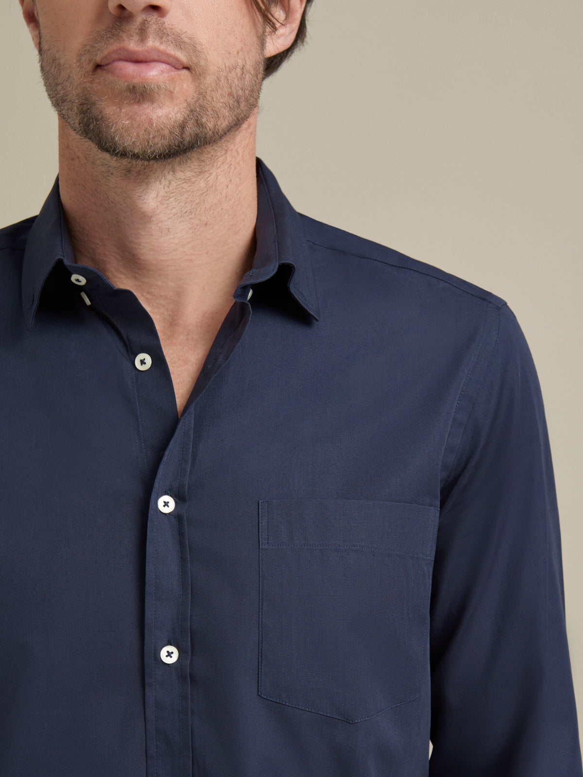 %100 Pamuk Poplin Lacivert Gömlek - Cotton Shirt / Navy