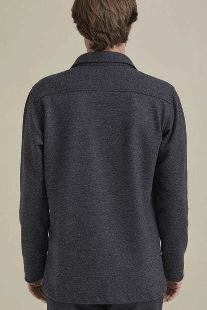 Bonny Cardies – Yünlü Hırka Gömlek antrasit manken üzerinde arka görünüm.