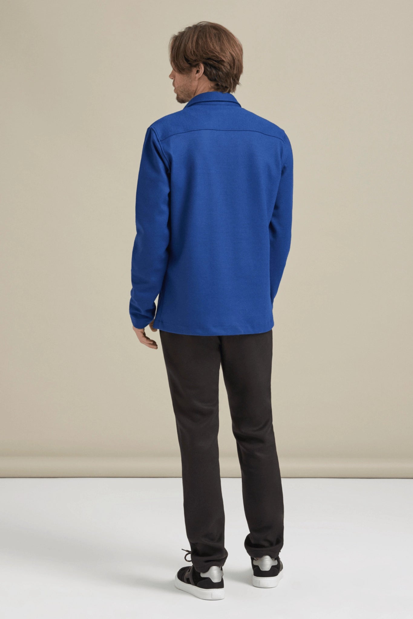 Bonny Cardies – Yünlü Hırka Gömlek mavi arka tam görünüm.