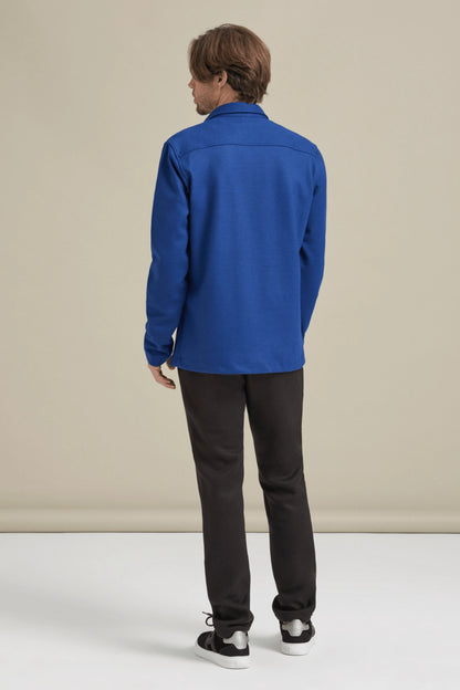 Bonny Cardies – Yünlü Hırka Gömlek mavi arka tam görünüm.