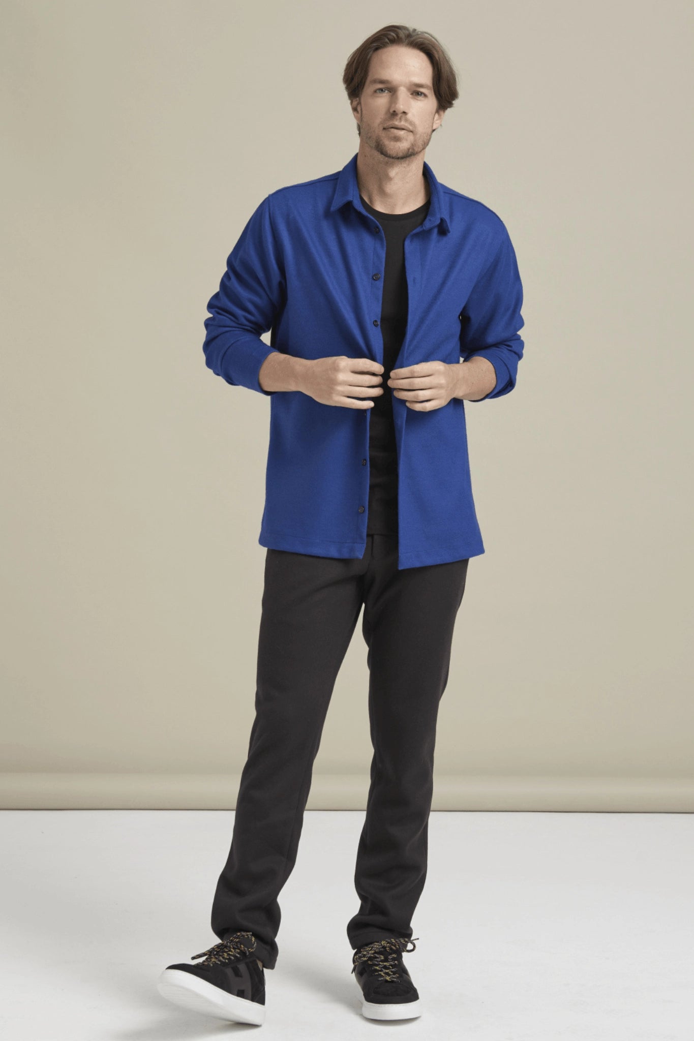 Bonny Cardies – Yünlü Hırka Gömlek mavi look.