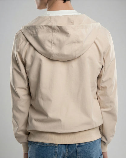 BREEZE | Krem Bel Boy Hafif Rüzgarlık Mont arka görünüm geniş kapüşon stüdyo çekimi