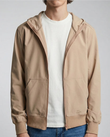 BREEZE | Mocha Bel Boy Hafif Rüzgarlık Mont önü açık stüdyo çekimi