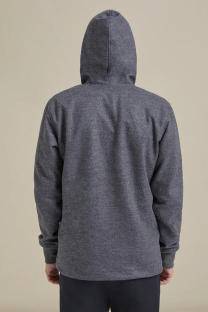 Fancy Coat | Antrasit Yünlü Örme Kapüşonlu Mont Ceket arka görünüm kapalı kapüşon.