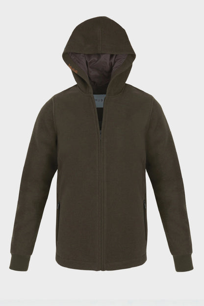 Fancy Coat | Haki Yünlü Örme Kapüşonlu Mont Ceket ghost çekim.