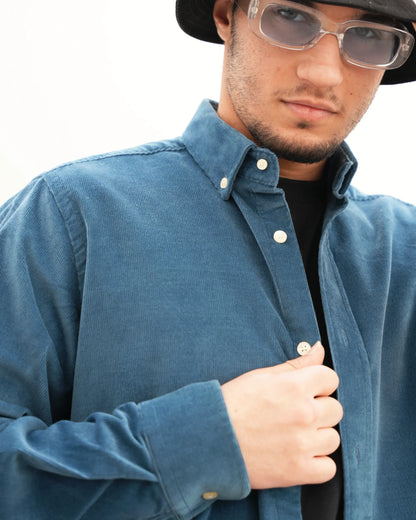 MUBU Cosserat Açık Mavi Kadife Gömlek - Model Detay