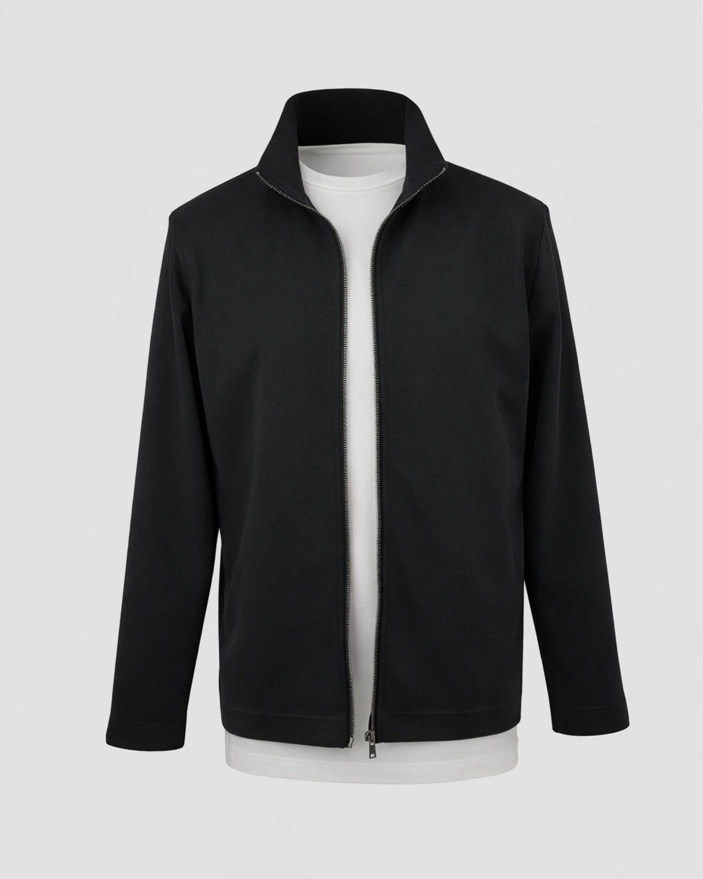 MUBU Diago Tech-Knit Siyah Hırka - Ghost Ön Açık Görünüm