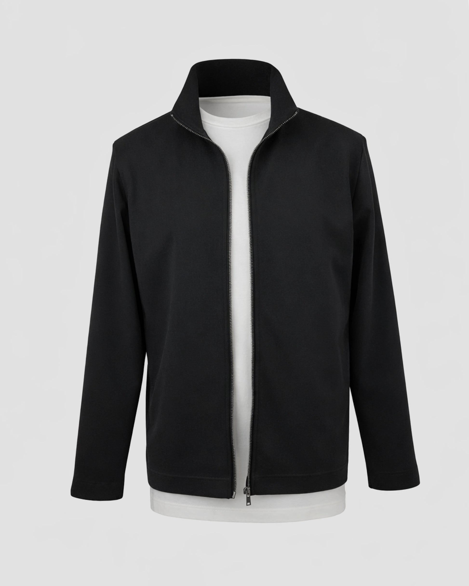 MUBU Diago Tech-Knit Siyah Hırka - Ghost Ön Açık Görünüm