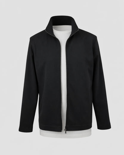 MUBU Diago Tech-Knit Siyah Hırka - Ghost Ön Açık Görünüm