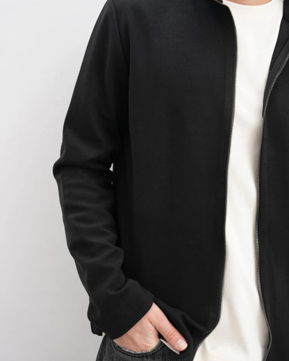 MUBU Diago Tech-Knit Siyah Hırka - Model Yakın Çekim