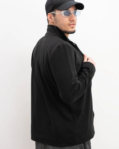 MUBU Diago Tech-Knit Siyah Hırka - Model Yan Görünüm