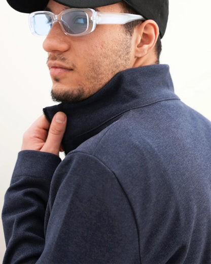 MUBU Diago Tech-Knit İndigo Hırka - Model Profil