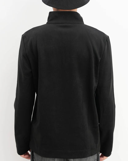 MUBU Diago Half-Zip Siyah Teknik Kazak - Model Arka Görünüm