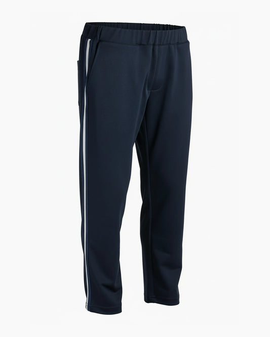 Lacivert renkli beyaz yan şeritli kurumsal esnek eşofman altı, spor kulüpleri için logolu toptan üretim - MUBU Staff Wear