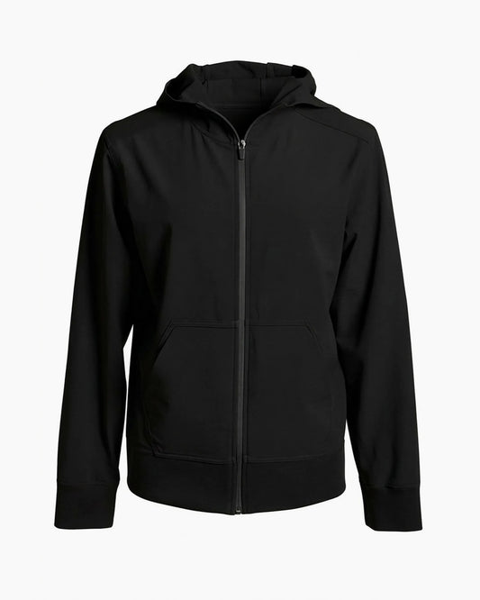 Teknik hafif kumaş su geçirmez fermuarlı ve kapüşonlu esnek kurumsal eşofman üstü ceket, toptan üretim - MUBU Staff Wear