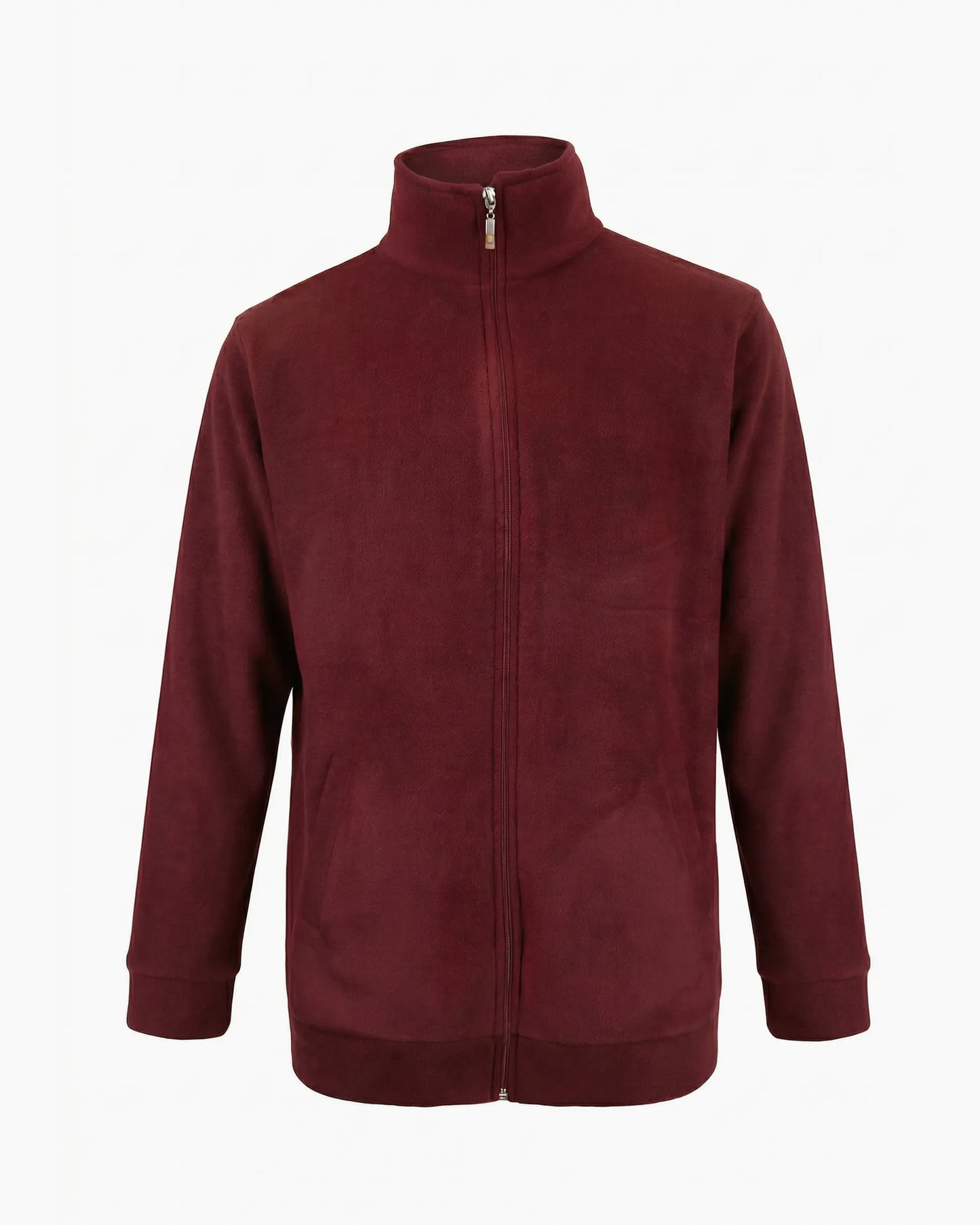 Bordo renkli kurumsal logolu ısı yalıtımlı gizli yan cepli polar hırka, toptan üretim - MUBU Staff Wear