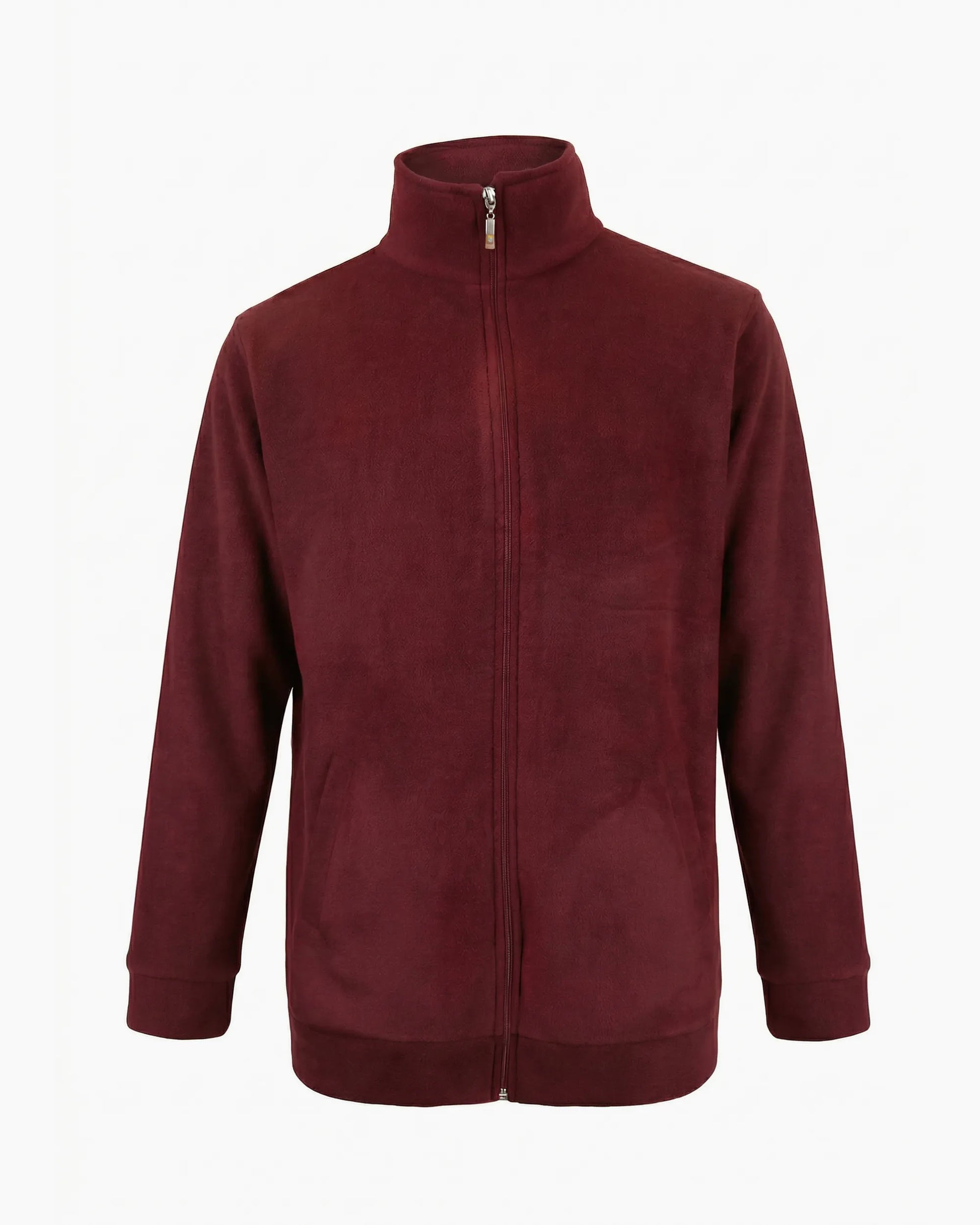 Bordo renkli kurumsal logolu ısı yalıtımlı gizli yan cepli polar hırka, toptan üretim - MUBU Staff Wear