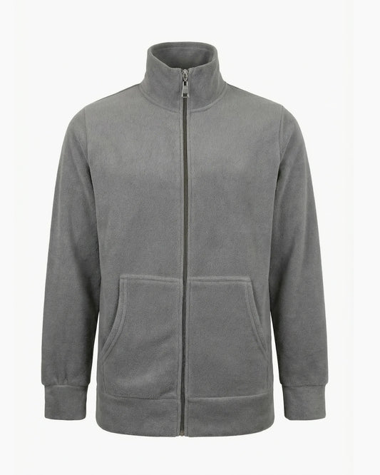 Kurumsal logolu premium çelik fermuarlı kanguru cepli polar hırka ceket, toptan üretim - MUBU Staff Wear