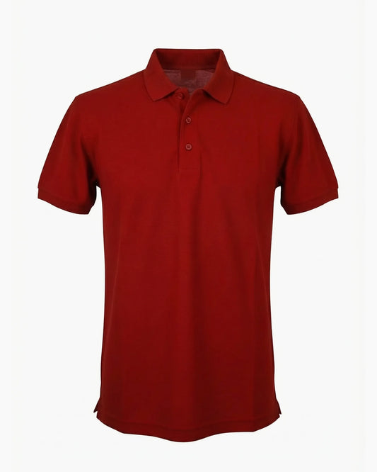 Bordo renkli kurumsal logolu yandan yırtmaçlı ve ribanalı lacoste örgü polo yaka tişört, toptan üretim - MUBU Staff Wear