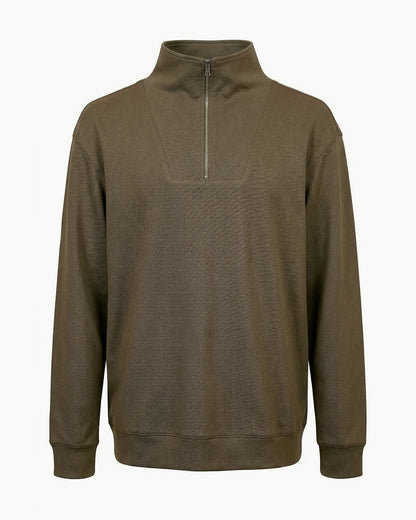 Kurumsal logolu yarım fermuarlı yarım balıkçı yaka sweatshirt, şirketlere özel renk ve kumaş seçenekleriyle toptan üretim - MUBU Staff Wear