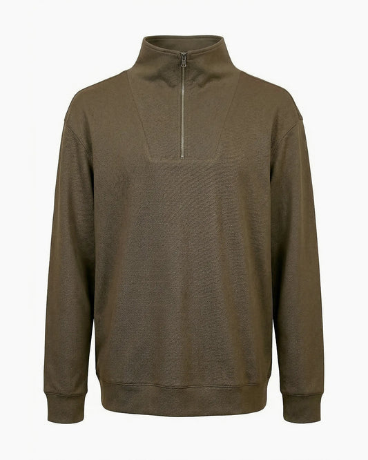 Kurumsal logolu yarım fermuarlı yarım balıkçı yaka sweatshirt, şirketlere özel renk ve kumaş seçenekleriyle toptan üretim - MUBU Staff Wear
