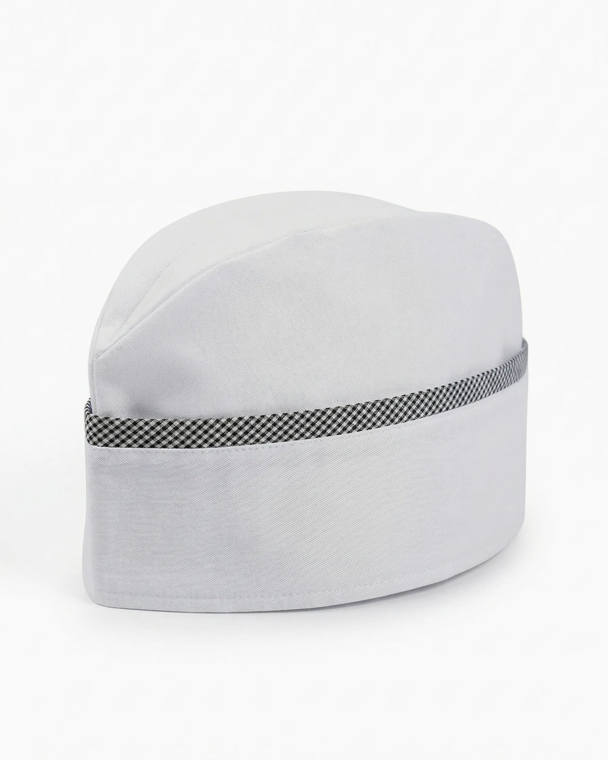 Beyaz modern minimalist servis ve hostes kepi, kurumsal logolu toptan üretim - MUBU Staff Wear