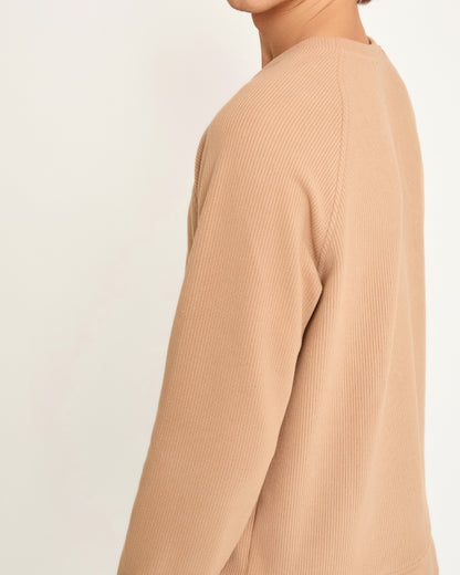 Reglan Kol, Relaxed Fit Unisex Camel Triko