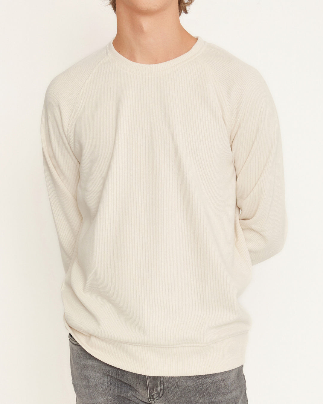 Reglan Kol, Relaxed Fit Unisex Ekru Triko