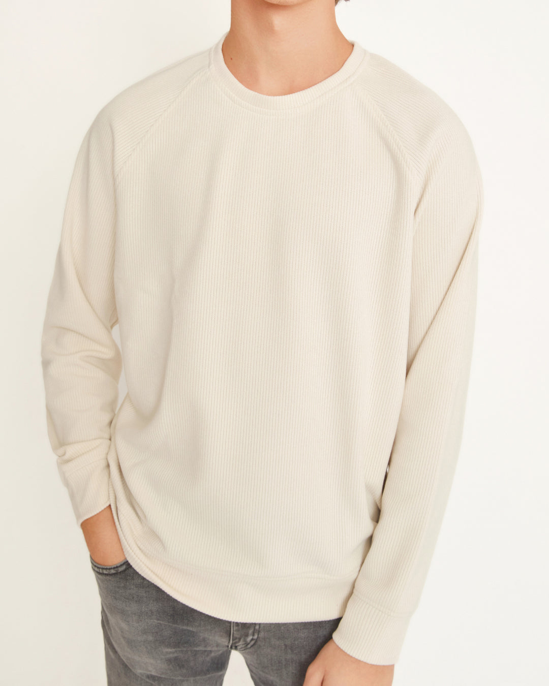 Reglan Kol, Relaxed Fit Unisex Ekru Triko