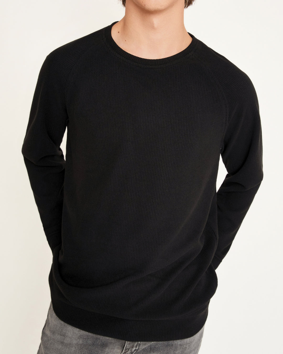 Reglan Kol, Relaxed Fit Unisex Siyah Triko