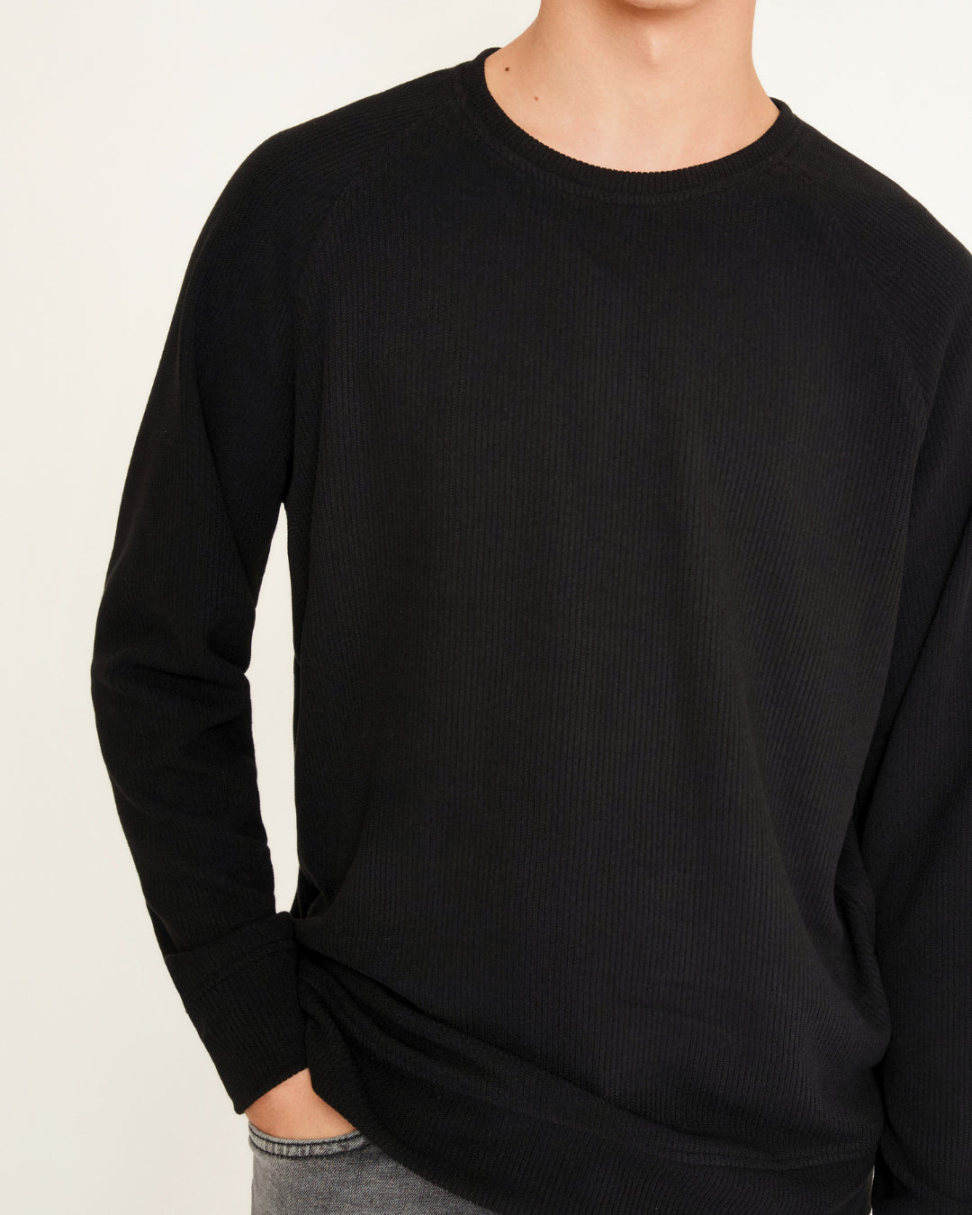 Reglan Kol, Relaxed Fit Unisex Siyah Triko