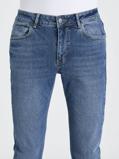 Slim Fit Buz Mavisi Taşlama Kot Pantolon