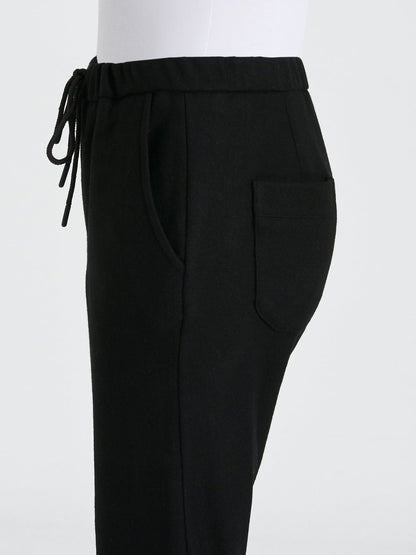 Yünlü Örme Siyah Eşofman Pantolon - Wooly Jogger / Black