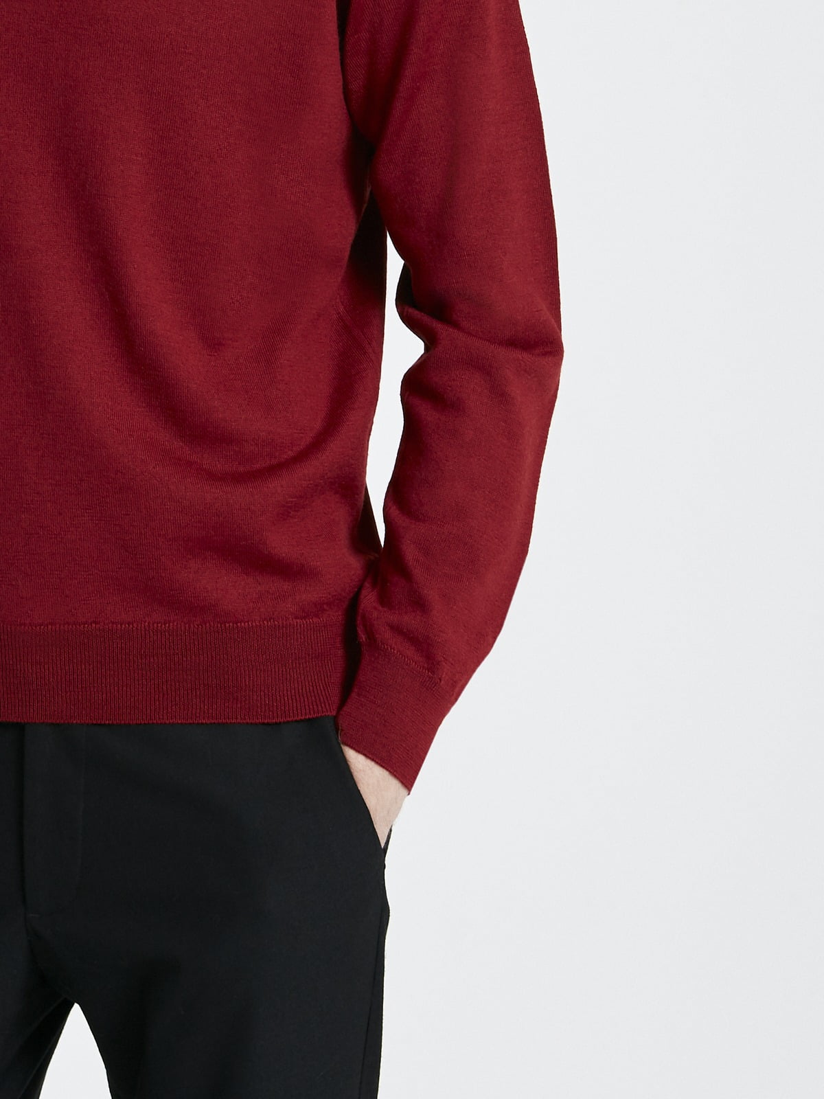 Bordo yünlü balıkçı model kazak.