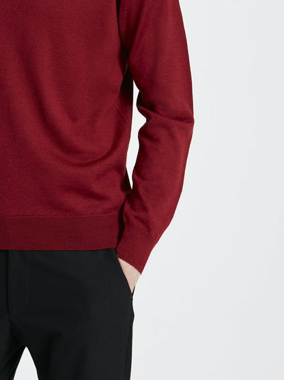 Bordo yünlü balıkçı model kazak.